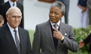 Mandela (shown with then-President F.W. de Klerk) emerged from his 27-year ordeal without bitterness.
