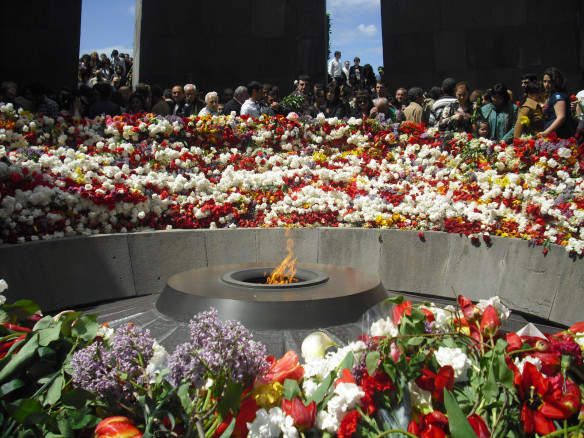 The ceremony earlier today at the Genocide Memorial in Armenia